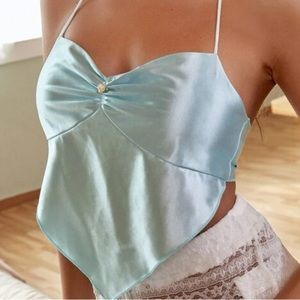 Light blue halter neck top